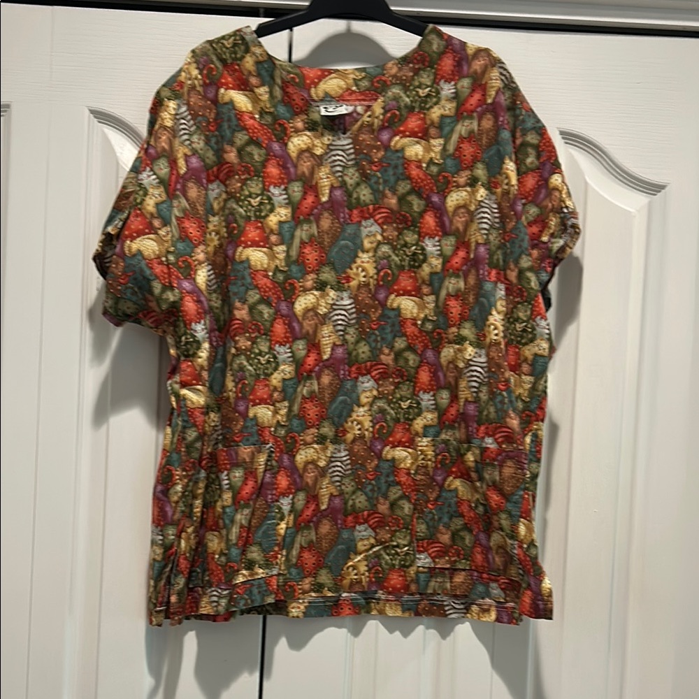 Colorful Tunic Scrubs Top Cats